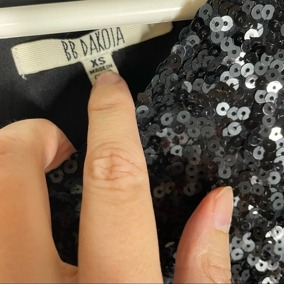 BB Dakota Little Black Sequin Bodycon Mini Dress Size XS - Picture 4 of 8